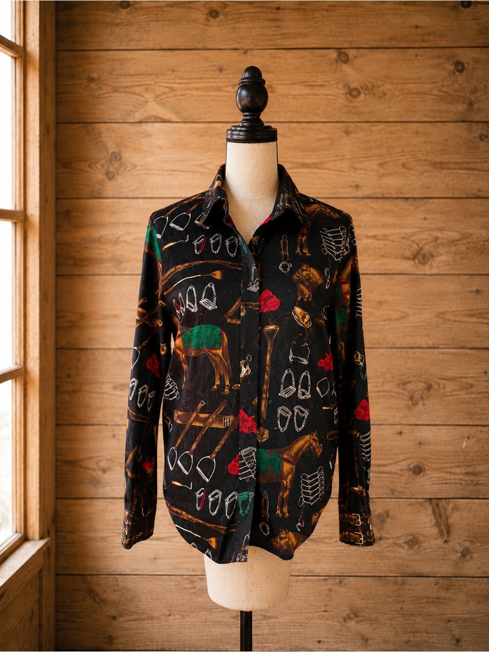 Vintage Ralph Lauren Equestrian Horse Blouse Shirt - Picture 2 of 4